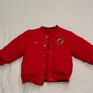VINTAGE Y2K Nike Team NJ Devils NHL Hockey Reversible Varsity Wool Down Jacket